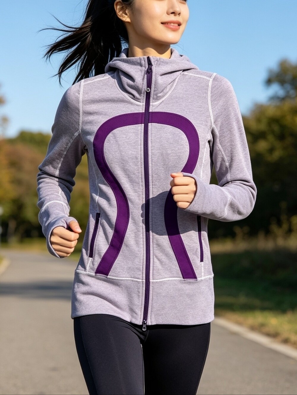 Lululemon Define Jacket Size 4 Purple Gray Full Zip Hooded Thumbholes